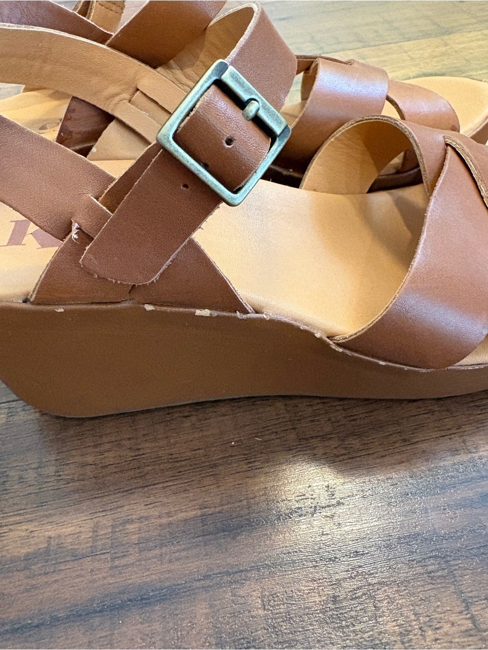 Korks by Kork-Ease Brown Wedge Platform Ankle Strap Sandals Women's 8 - Picture 5 of 9